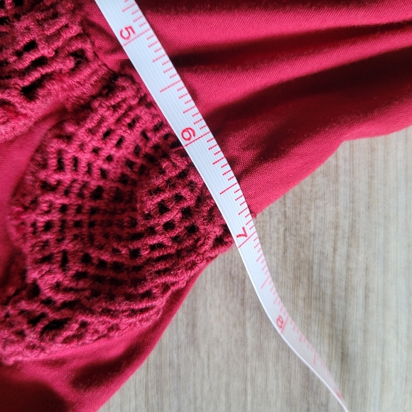 New York & Company Rayon Cotton Romantic Crimson Lace Elegant Blouse Size Medium - Picture 8 of 11